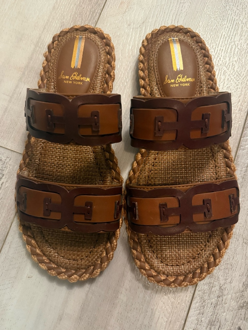 Sam Edelman Brown Braided Leather Slide Sandals women’s Size 6 Brand New! - Picture 1 of 4